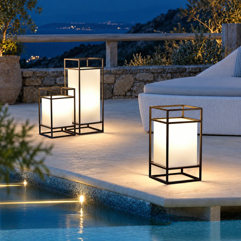 Candilo | Outdoor Table Lantern with IP65 Waterproof Steel Frame and White Acrylic Shade for Garden Ambience 6