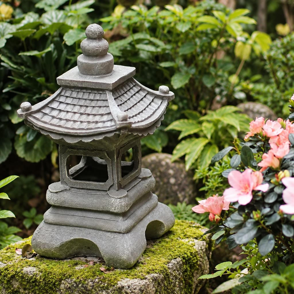 Zen Garden Collection | Solar-Powered Pagoda Garden Light with Stone Finish | Ambient Outdoor Lighting for Tranquil Spaces 6