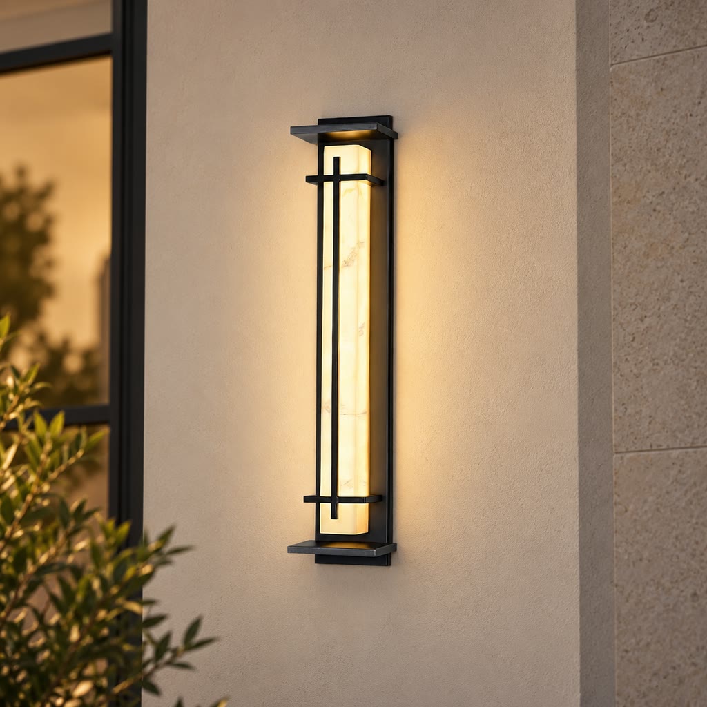 Xalba | Vertical LED Outdoor Wall Light with Alabaster Effect Diffuser | Uniform Soft Glow for Facade Illumination 6