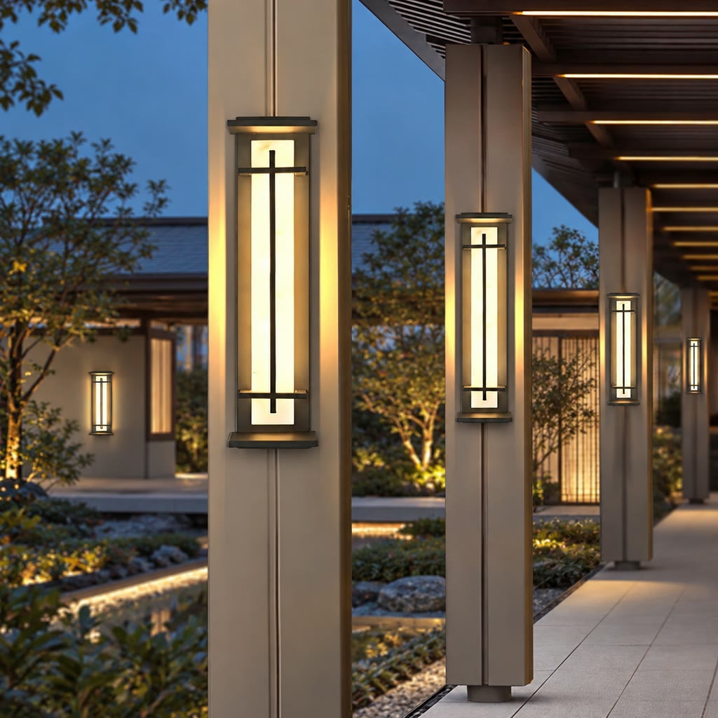 Xalba | Vertical LED Outdoor Wall Light with Alabaster Effect Diffuser | Uniform Soft Glow for Facade Illumination 3