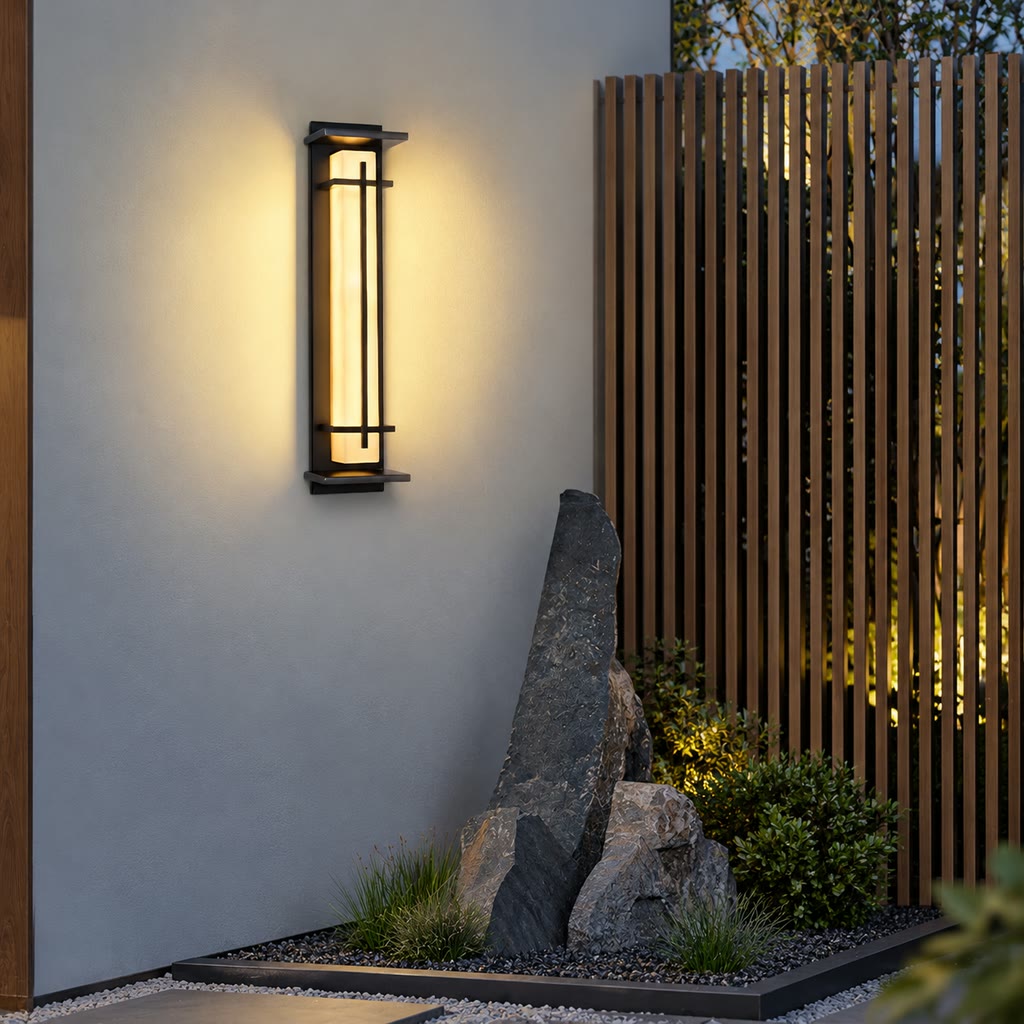 Xalba | Vertical LED Outdoor Wall Light with Alabaster Effect Diffuser | Uniform Soft Glow for Facade Illumination 8