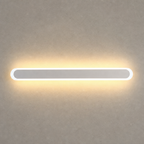 Long rounded wall light with a warm glow on a neutral textured wall.