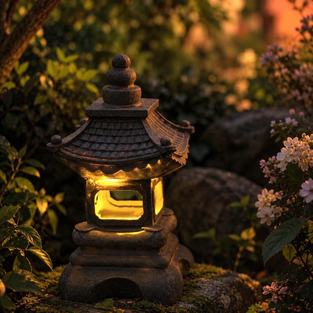 Zen Garden Collection | Solar-Powered Pagoda Garden Light with Stone Finish | Ambient Outdoor Lighting for Tranquil Spaces 2
