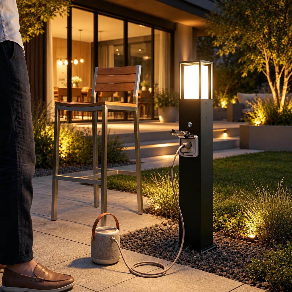 Outdoor Landscape Path Lights with Waterproof Socket | Modern LED 3000K Warm Glow for Garden Power Access 1