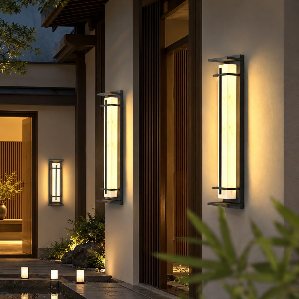 Xalba | Vertical LED Outdoor Wall Light with Alabaster Effect Diffuser | Uniform Soft Glow for Facade Illumination 5
