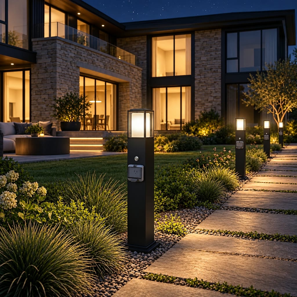 Outdoor Landscape Path Lights with Waterproof Socket | Modern LED 3000K Warm Glow for Garden Power Access 7