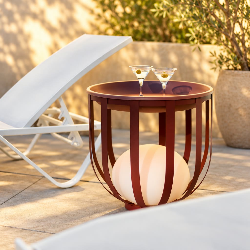 Outdoor Planter Lamp Table with Metal Frame and Warm LED Lighting | Weather-Resistant Patio Accent for Ambiance and Functionality 1