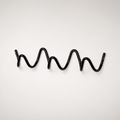 Black wavy metal wall hook rack with screw mounts on a clean white background.