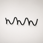 Black wavy metal wall hook rack with screw mounts on a clean white background.