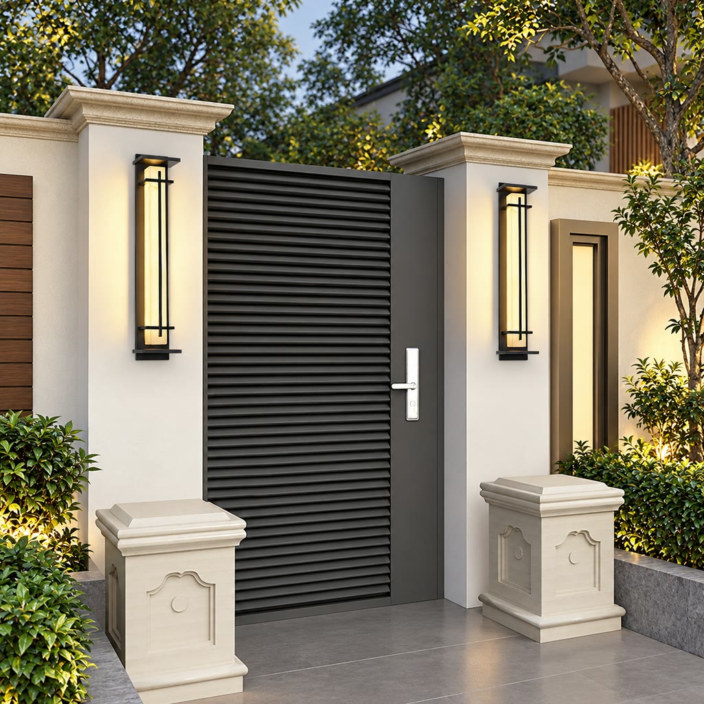 Xalba | Vertical LED Outdoor Wall Light with Alabaster Effect Diffuser | Uniform Soft Glow for Facade Illumination 7