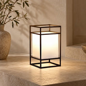 Candilo | Outdoor Table Lantern with IP65 Waterproof Steel Frame and White Acrylic Shade for Garden Ambience 0