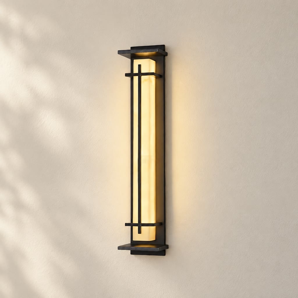 Xalba | Vertical LED Outdoor Wall Light with Alabaster Effect Diffuser | Uniform Soft Glow for Facade Illumination 1