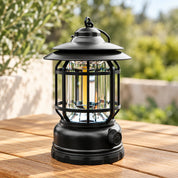 Close view of the lantern base, round control and protective cage.