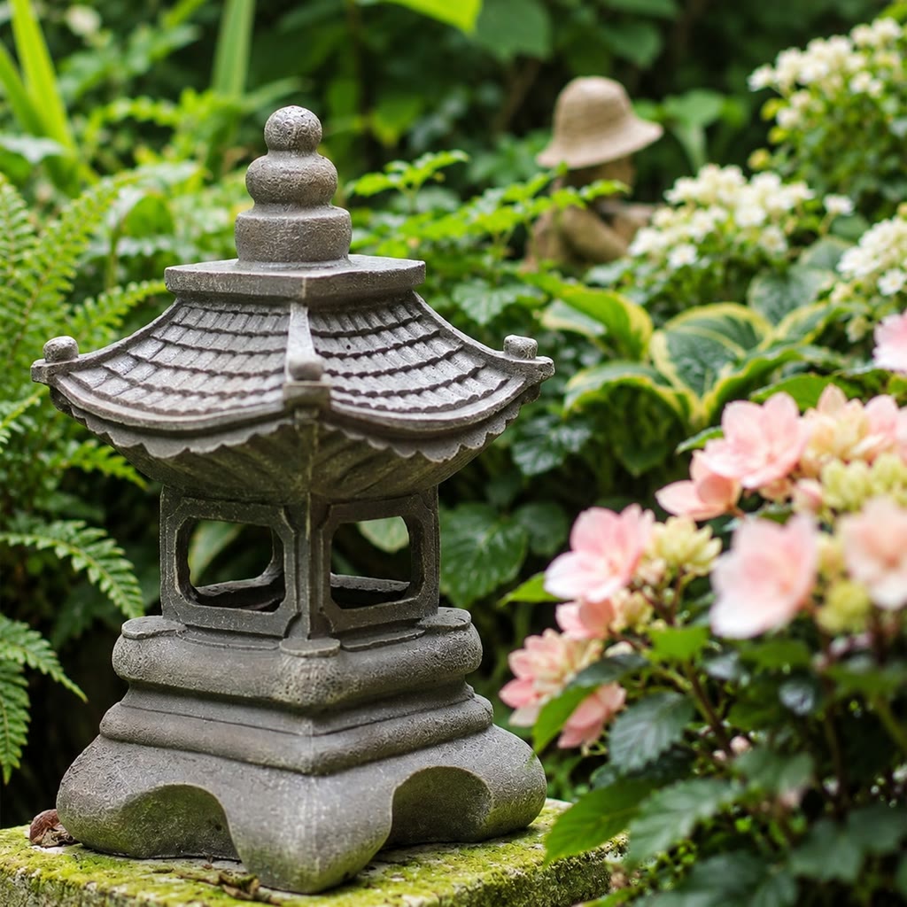 Zen Garden Collection | Solar-Powered Pagoda Garden Light with Stone Finish | Ambient Outdoor Lighting for Tranquil Spaces 4