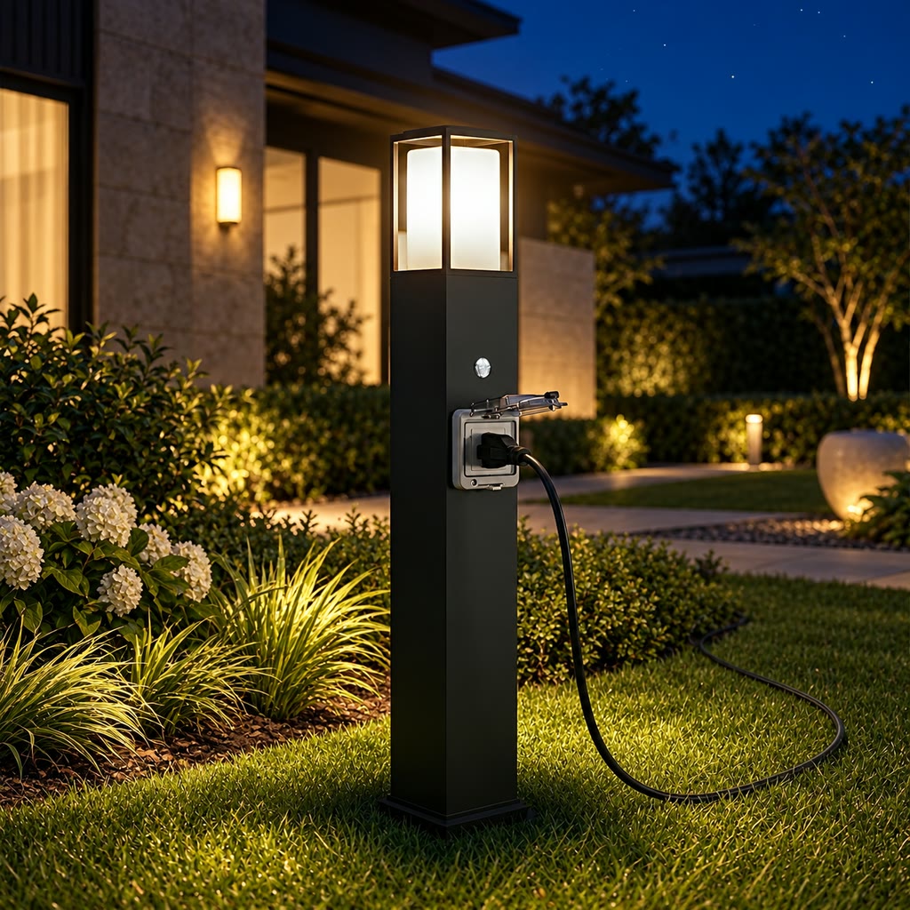 Outdoor Landscape Path Lights with Waterproof Socket | Modern LED 3000K Warm Glow for Garden Power Access 0