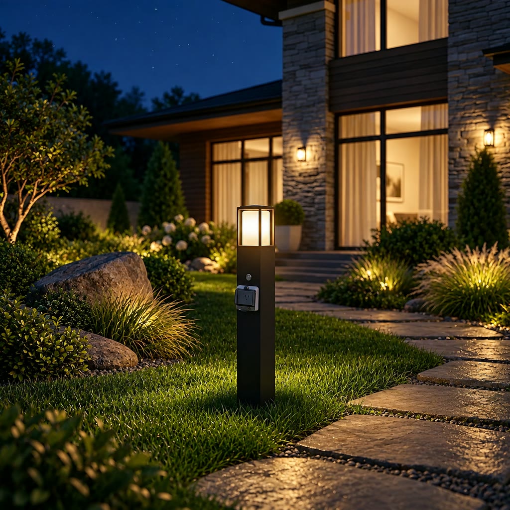 Outdoor Landscape Path Lights with Waterproof Socket | Modern LED 3000K Warm Glow for Garden Power Access 2