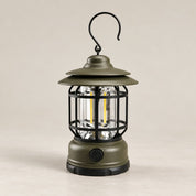 Army Green camping lantern shown unlit on a neutral background.