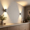 Two white wall lights above a kitchen counter