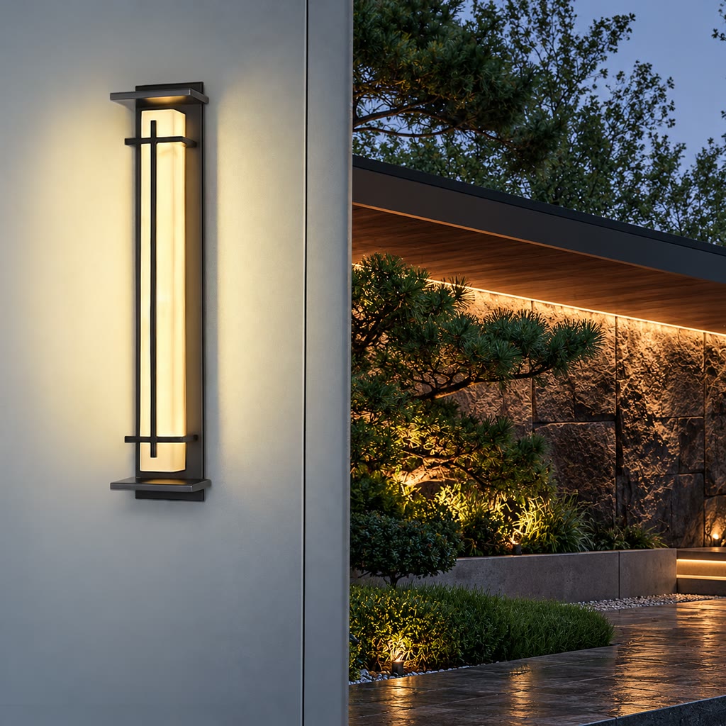 Xalba | Vertical LED Outdoor Wall Light with Alabaster Effect Diffuser | Uniform Soft Glow for Facade Illumination 4